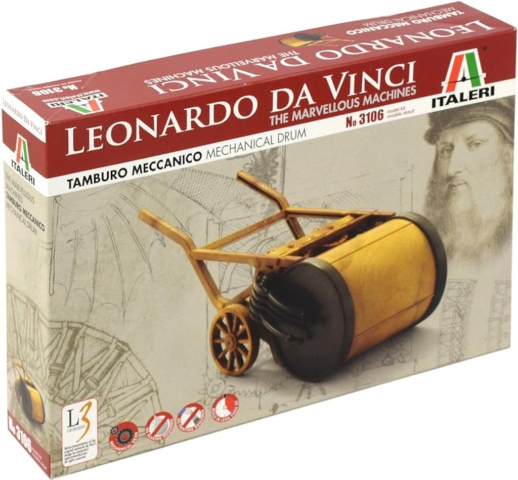 Platz Italeri Leonardo Da Mechanical Drum Playing Plastic Model IT3106 Vinci's (Automatic Drum)