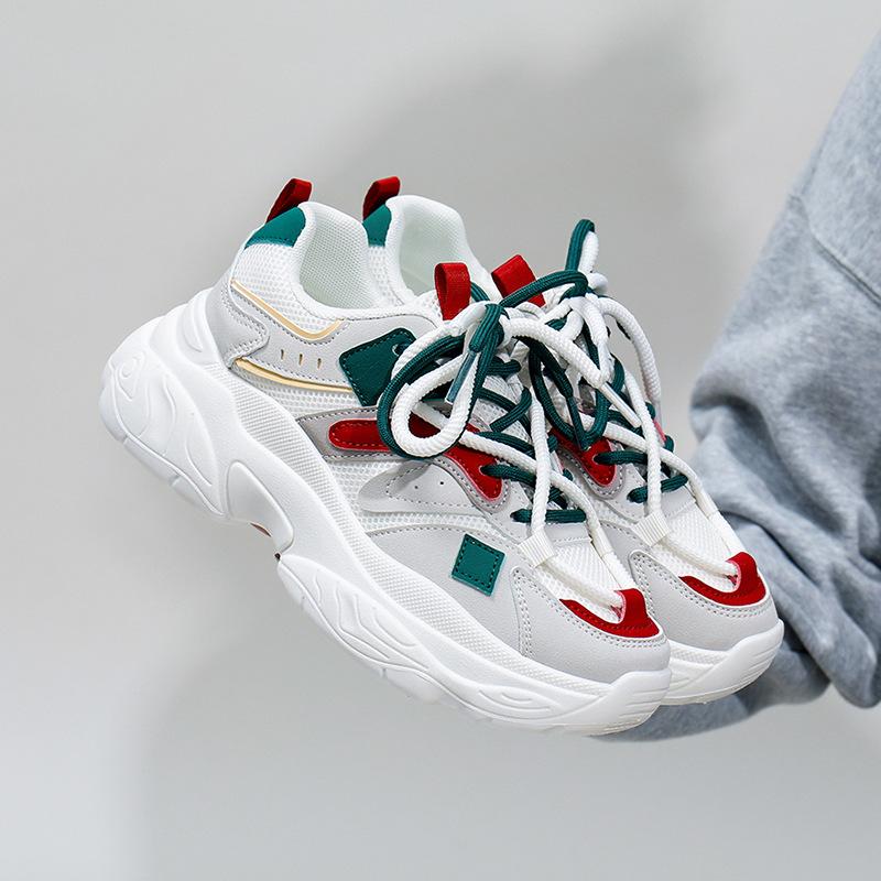 Женские кроссовки на платформе, нескользящая повседневная обувь из дышащей сетки, удобные кроссовки для бега на массивной шнуровке, спортивная обувь для тенниса для женщин