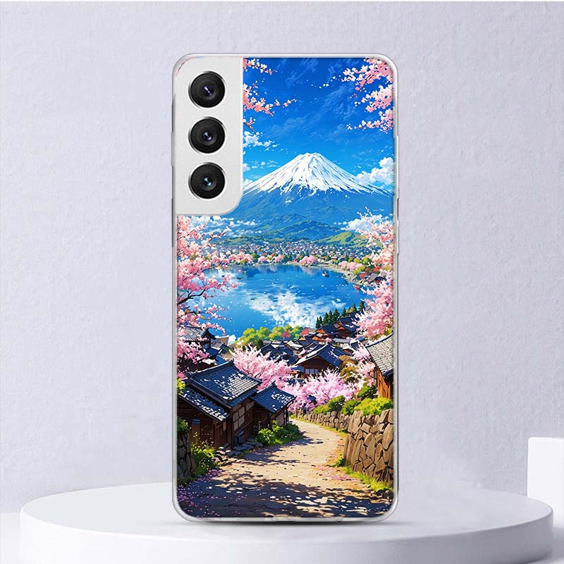 Японская вишня Гора Фудзи Мягкий чехол для Samsung Galaxy S25 S24 S23 S22 Ultra Чехол для телефона S20 FE S21 Plus S25 Edge + Funda Coque