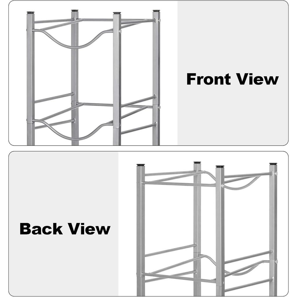 Сверхпрочная 4-ярусная стойка для бутылей с водой | Серебристый металлический органайзер для хранения галлонов/бутылей | Компактный многофункциональный дизайн