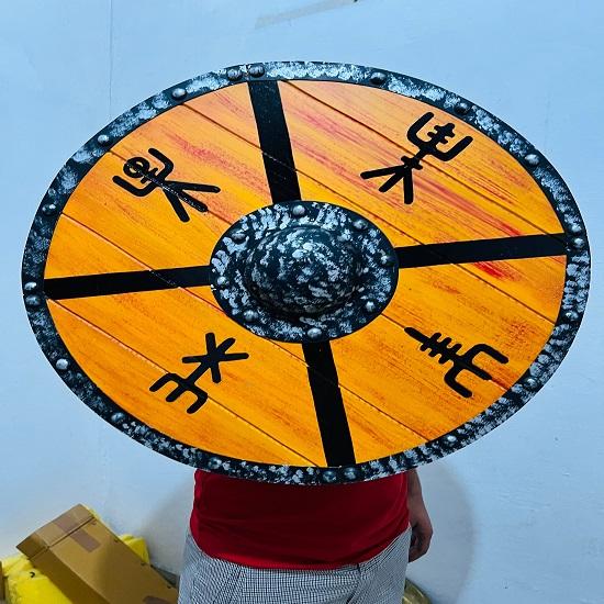 Hand Made 60.96 Cm Medieval Warrior Wood Viking Round Shield Helm Of Ave Battle Ready Wood