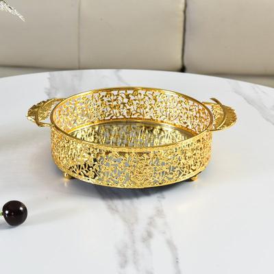 Поднос-зеркало из золотого металла в европейском стиле для дома, многофункциональное хранение, украшение, фруктовница, поднос-зеркало из стекла, украшение для дома, новинка