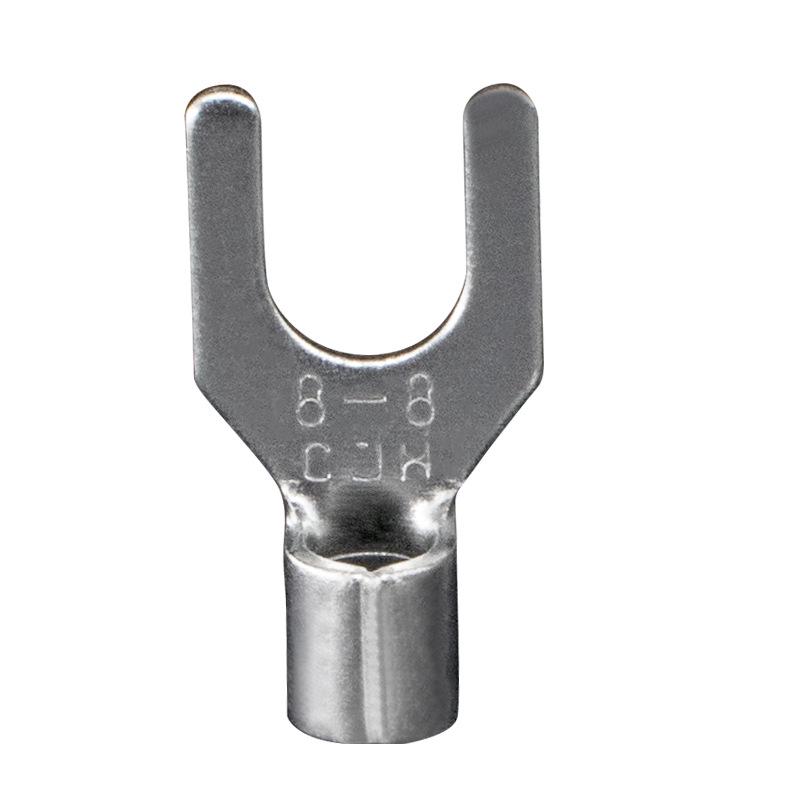 CJH Purple Copper Solder Joint Fork Terminal Connector, 1000 pcs, SNB1.25-3.2 Cold Press Bare Wire Copper Lug.