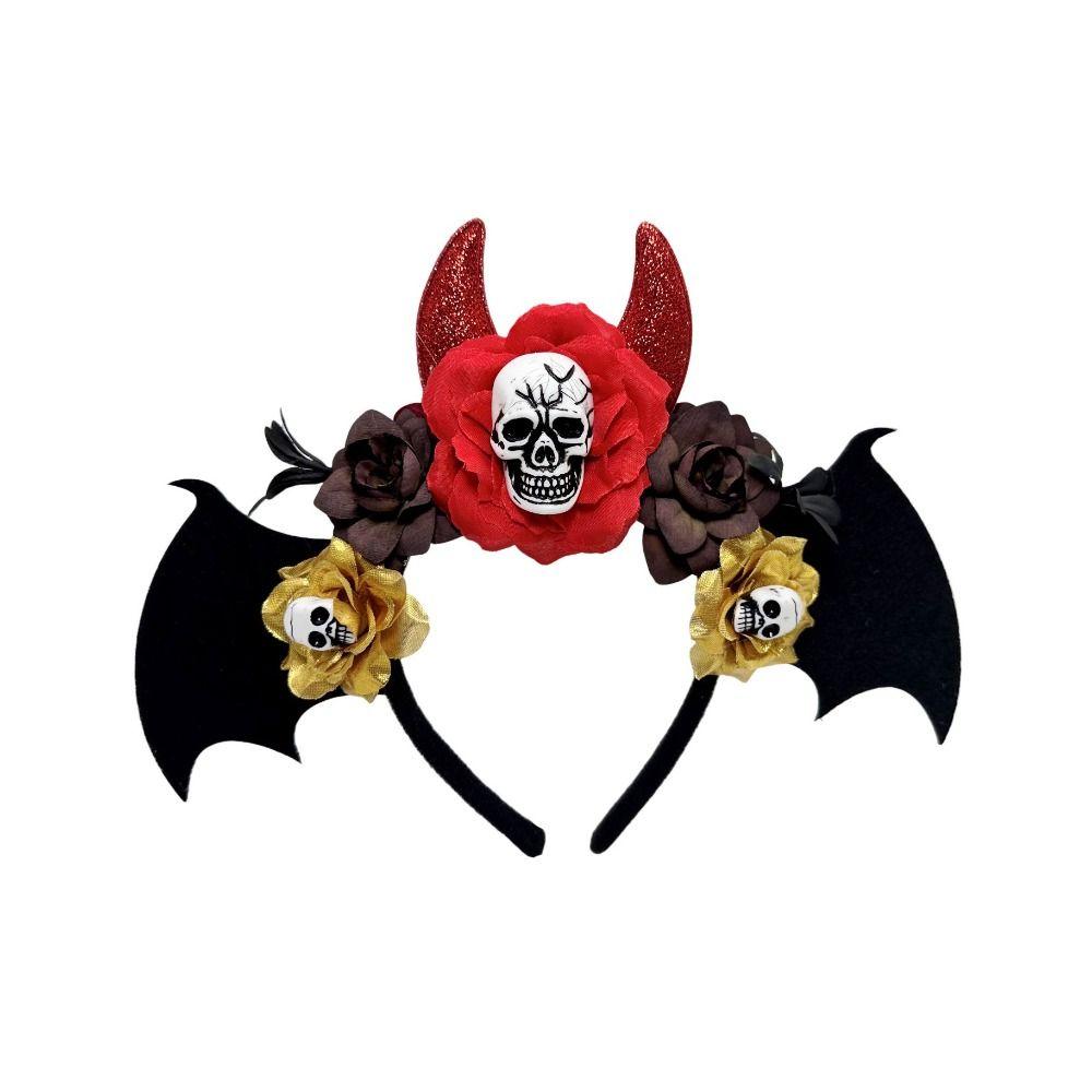 Gothic Halloween Skull Headband Simulation Flowers Day of The Dead Hairband Festive Decorations