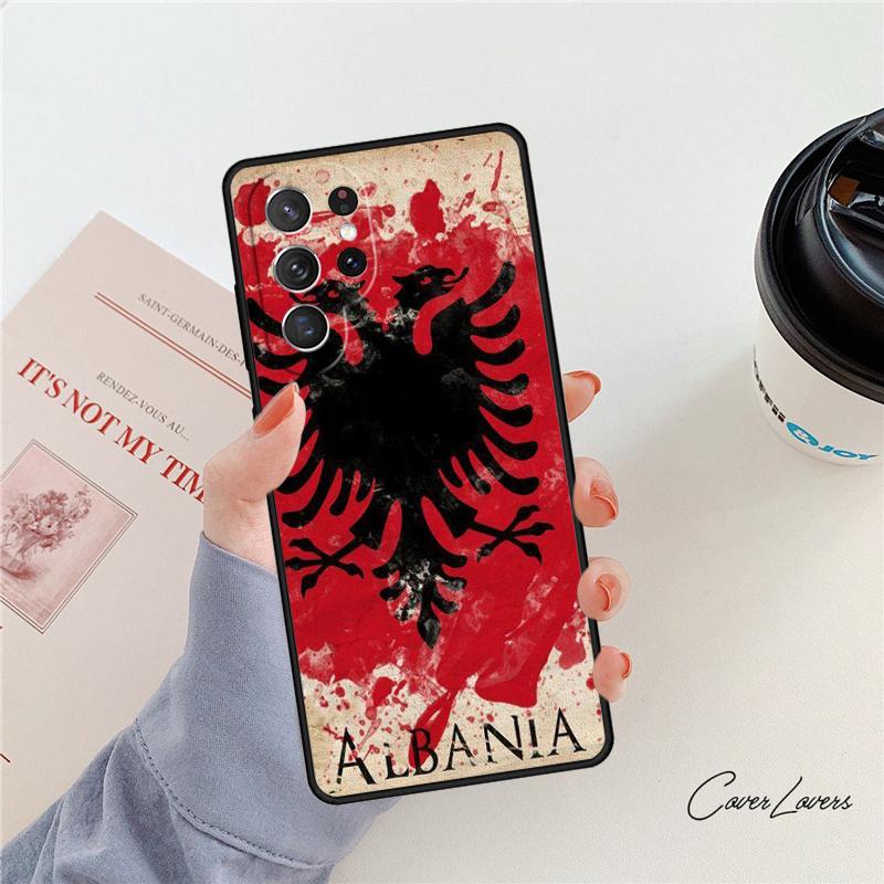 Чехол для телефона Албанский флаг Орел для Samsung Galaxy S24 S25 S23 S22 Ultra Note 10 20 Plus S20 S21 FE