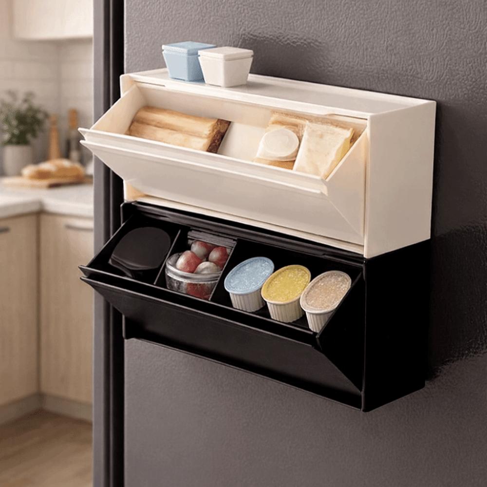 Plastic Magnetic Refrigerator Storage Box Wall Mounted Side Hanging Storage Rack  Bathroom