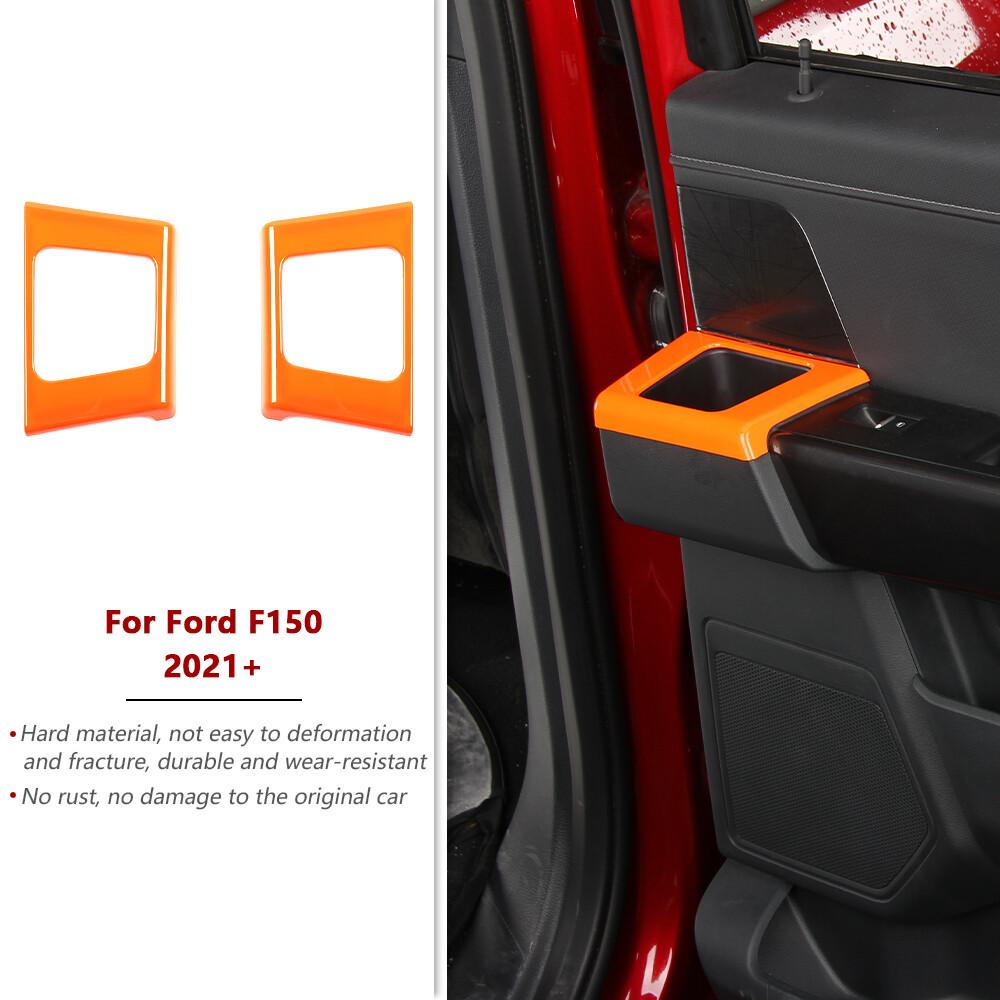 Interior Rear Door Handle Cup Holder Panel Trim Bezel For Ford F150 2021+ Orange