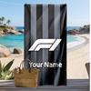 F1 Custom Beach Towel, Print Your Name Text Lightweight Absorbent Towel for Swimming Travel