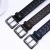 Handmade Woven Leather Belt with Alloy Buckle - Unisex Casual Fashion for Jeans