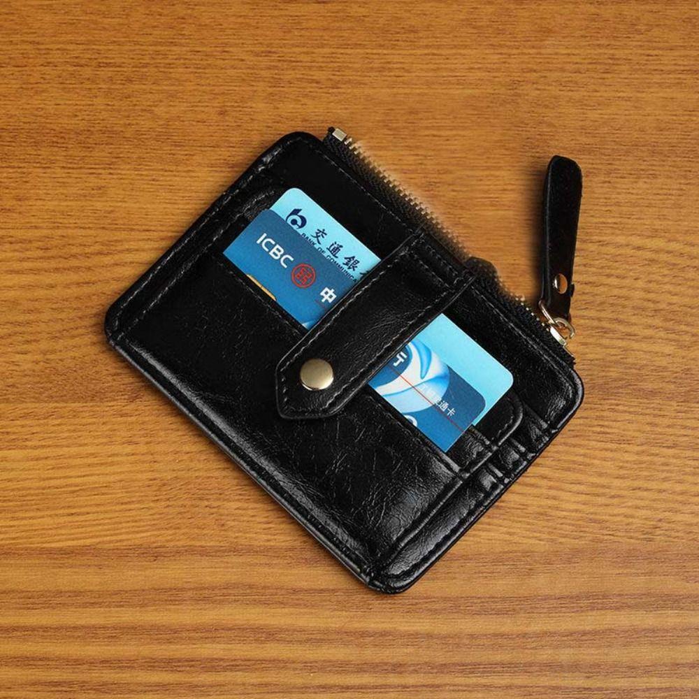 Однотонная ретро визитница в корейском стиле, кошелек на молнии для монет, модный дизайн, мини-кошелек, мужской