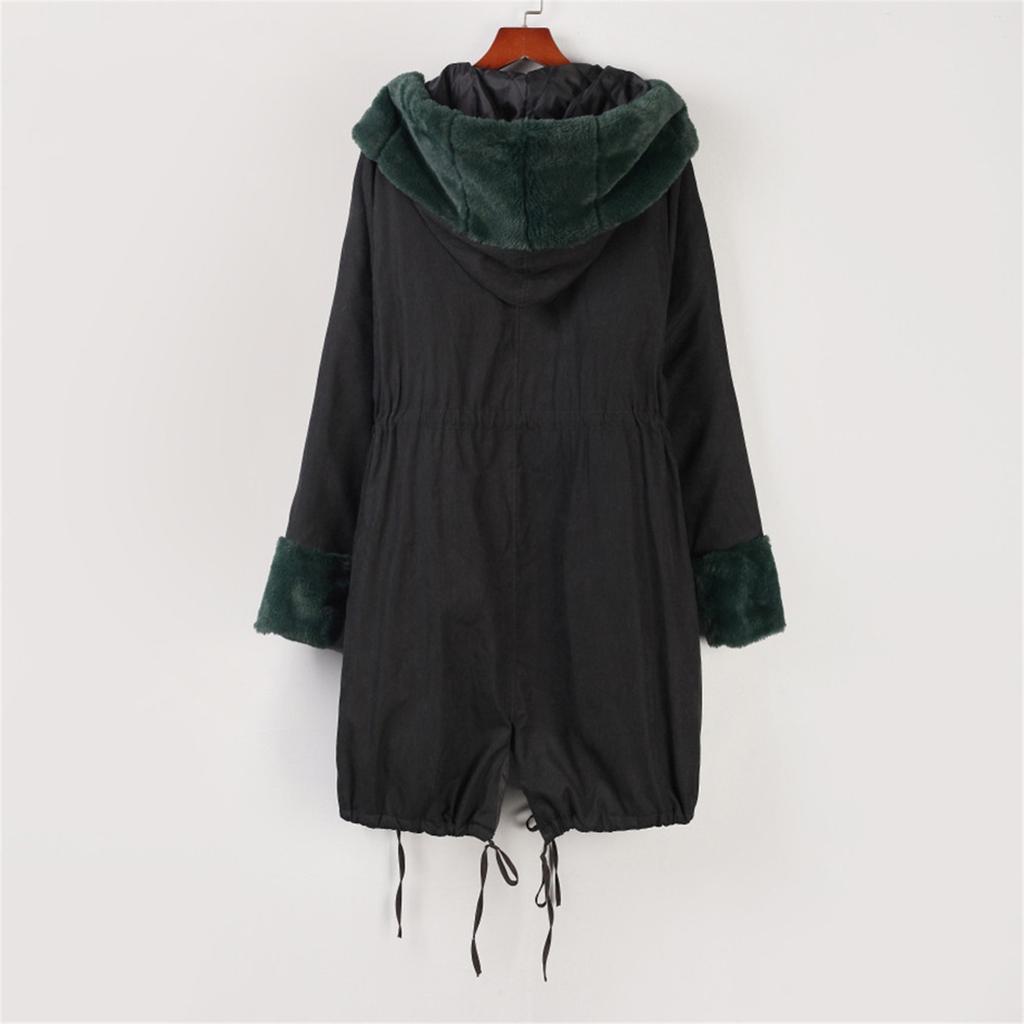 Women's Faux-Fur Shaggy Winter Coat Long Sleeve Open Front Outwear Fishtail Hooded Jacket