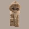 Plush cute ear protector hat autumn and winter thick student cycling hat scarf integrated windproof and cold winter hat female