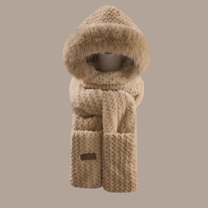Plush cute ear protector hat autumn and winter thick student cycling hat scarf integrated windproof and cold winter hat female