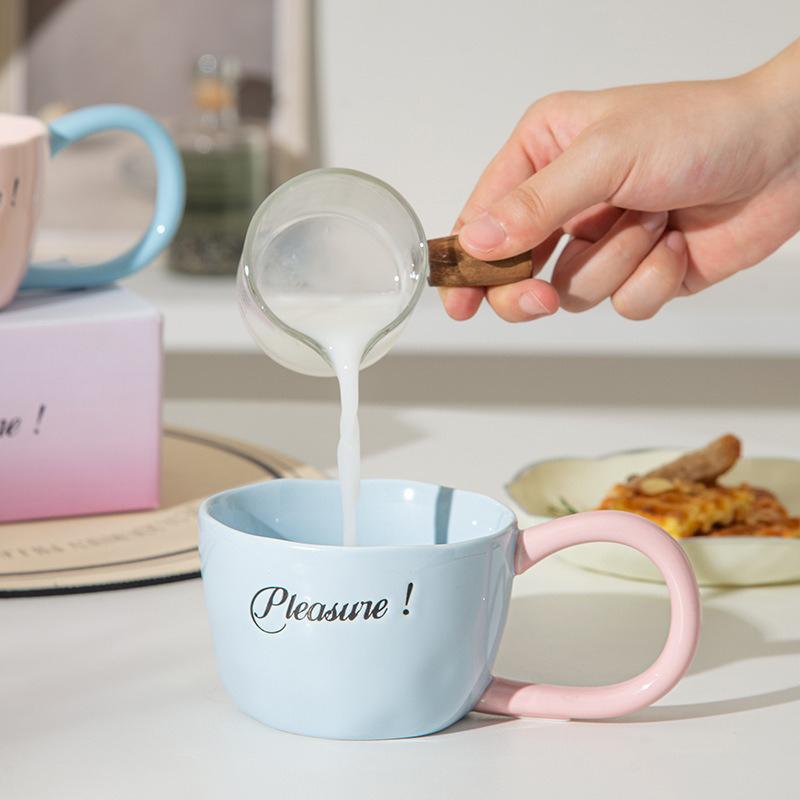 300 мл Английская простая кофейная чашка конфетного цвета для пары, керамическая кружка для чая с молоком, овсяная кружка для завтрака, посуда для напитков, кухонная чашка, подарки для пары