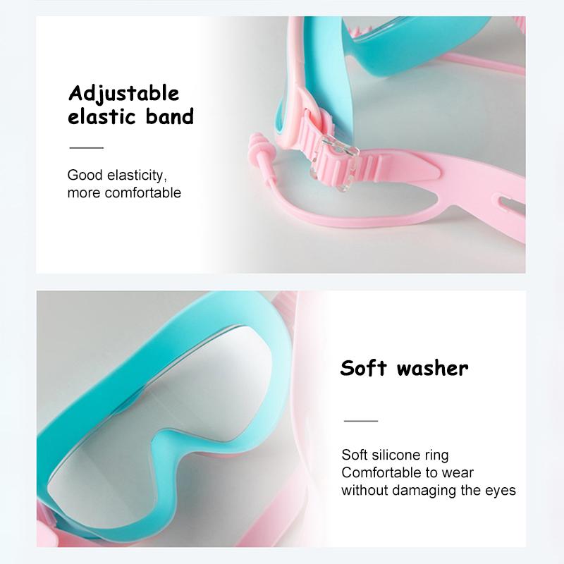 Детские плавательные очки с большой оправой и берушами, детские противотуманные плавательные очки для мальчиков и девочек, очки для бассейна и пляжа, плавательные очки