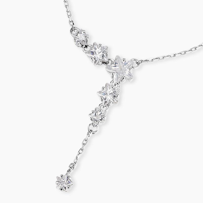 Star Necklace Light Luxury Niche Design Inlaid Zircon Pentagram Collarbone Chain Ins Cold Wind Stainless Steel Accessories