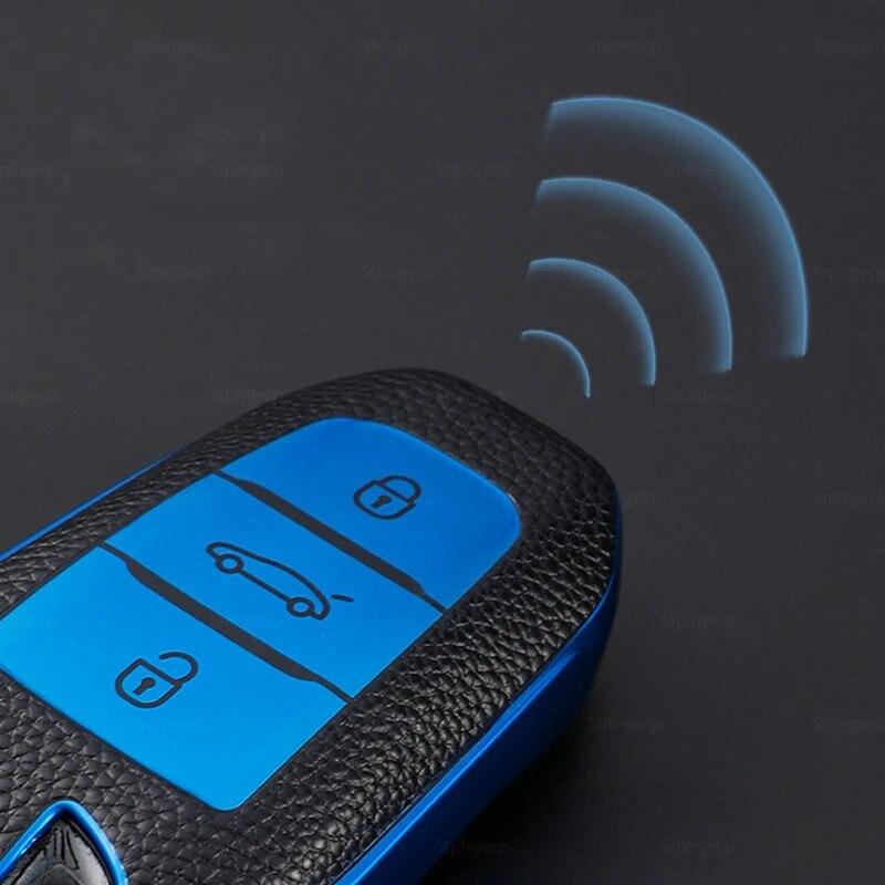Кожаный чехол для дистанционного ключа автомобиля из ТПУ для Peugeot 308 408 508 2008 3008 4008 5008 Citroen C4 C5 X7 3 кнопки, защитный чехол-держатель