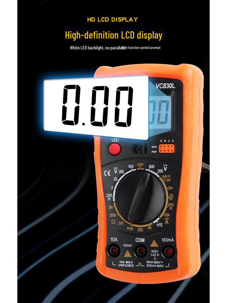 Compact A830L Digital Multimeter: High-Precision, Portable, Backlit Electromechanical Multifunction Meter