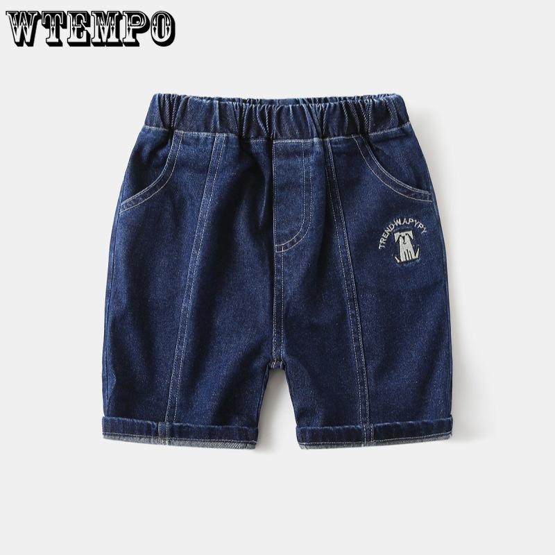 Детская летняя одежда Джинсы Мальчиковые бриджи Корейские детские джинсы из темно-синего денима