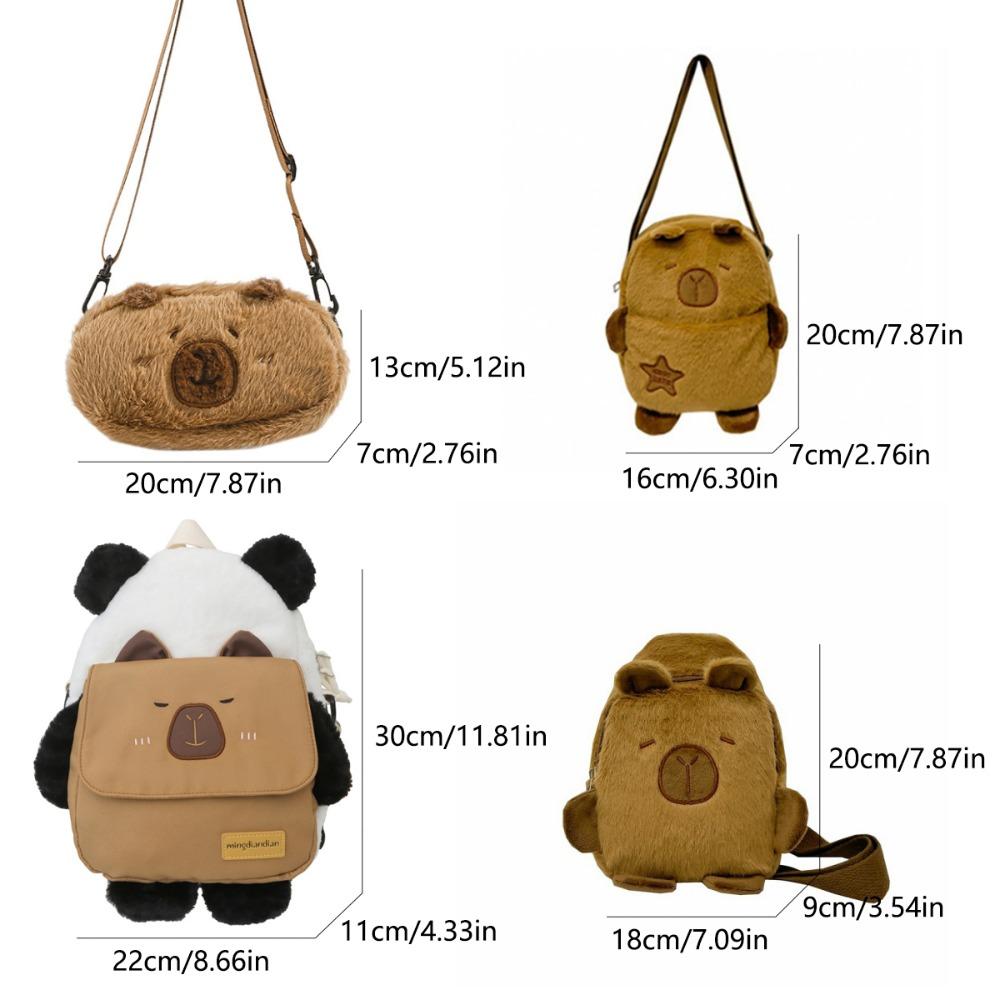 Animal French Bread Capibara Bag Large Capacity Plush Capybara Chest Bag  Outdoor