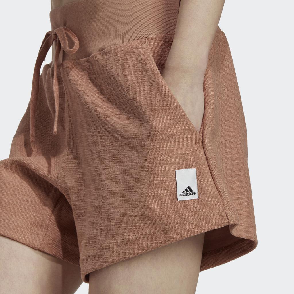adidas Шорты из махровой ткани с петлей, однотонные, свободные, с поясом на шнурке, женские, розовые HZ1601
