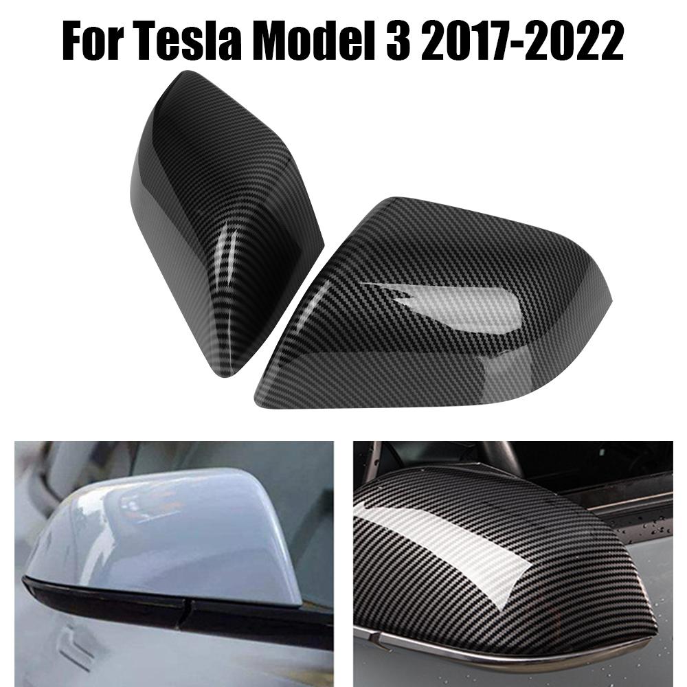 Car Accessories for Tesla Model 3 2017-2022 ABS Side Mirror Cover Rearview Mirror Cover Cap Replacement Carbon Fiber