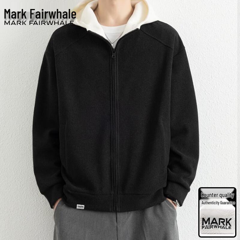 MARK FAIRWHALE Men's American Style Loose Hooded Zip-Up Sweatshirt