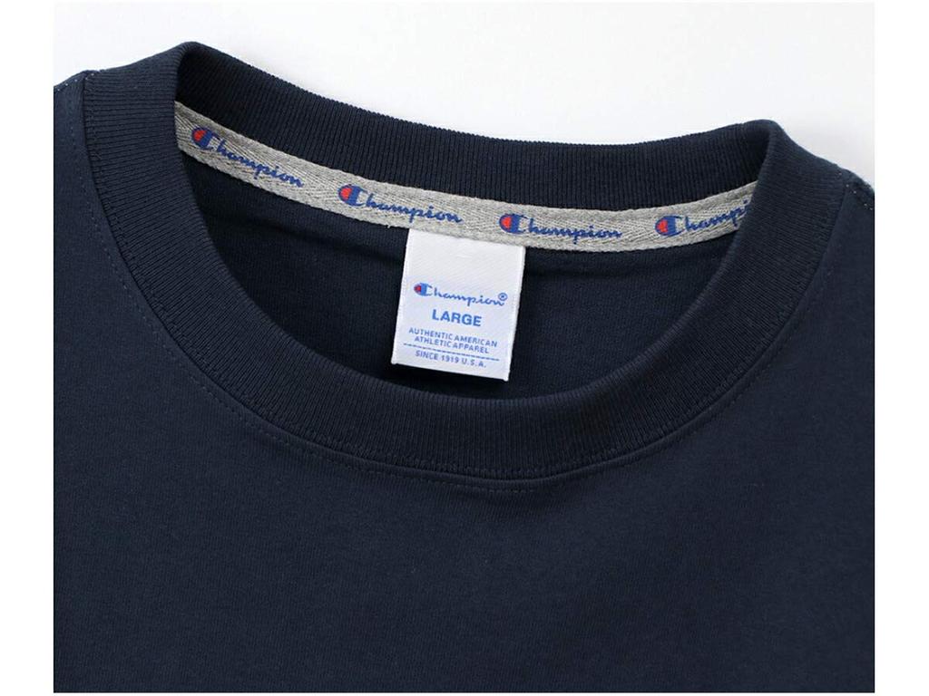 Champion Short Sleeve Graphic Logo Back Jock Size M Men's T-Shirt, 100% Cotton, Print, Print, Tag, Navy, (C3-Q302)