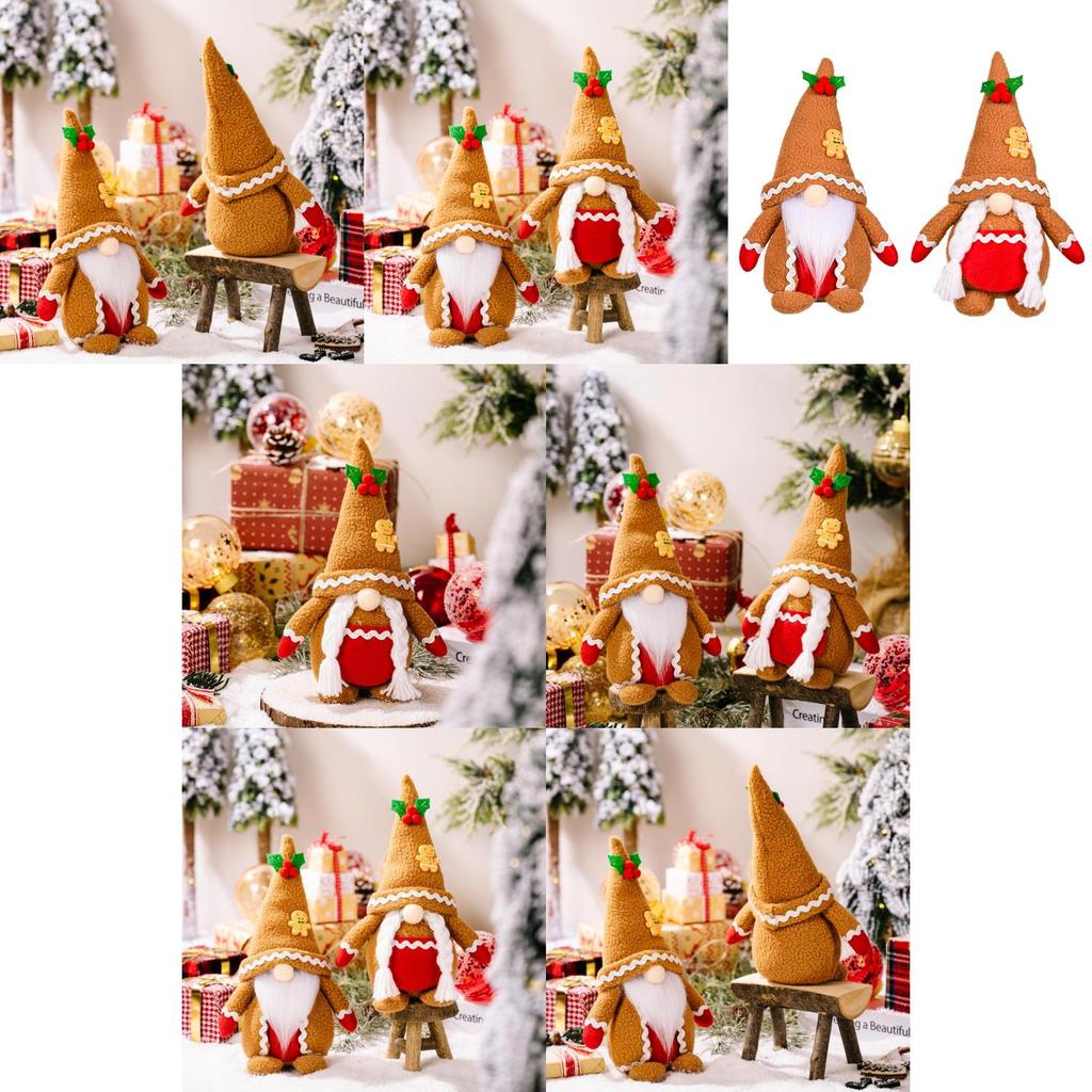 Delightful Khaki Gingerbread Man Needle Hat Rudolf Plush Doll For Christmas Cheer