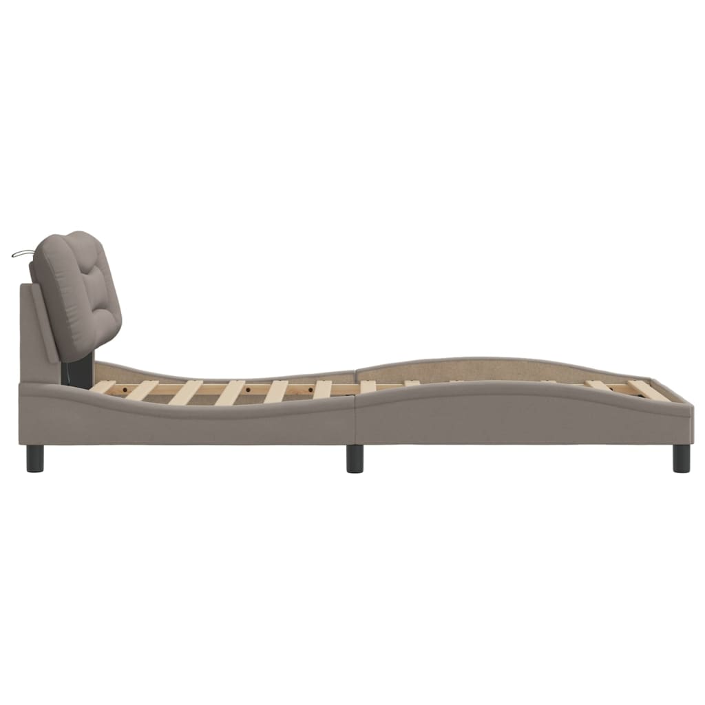 Vidaxl Rama Łóżka Z Diodami Led Bez Materaca Taupe 90X190 Cm Tkanina