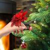 12 шт. с клипсами Искусственные рождественские цветы Многоцветные Многофункциональные Блестящие Рождественские украшения для елки со стеблями Высококачественные