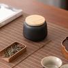 Black Pottery Tea Can Sealed Storage Tea Can Pu'er Black Tea Storage Tank Moisture-proof Portable Coarse Pottery Small Tea Can