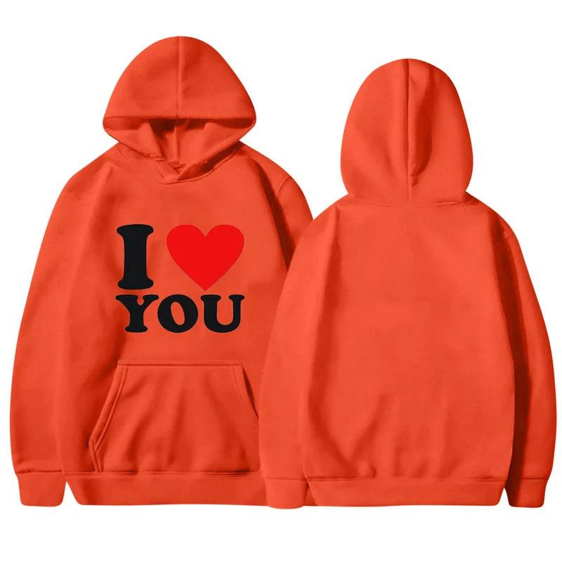 Мультфильм Аниме Пара свитер с капюшоном Европейский размер принтованный свитер с надписью «Я люблю тебя»