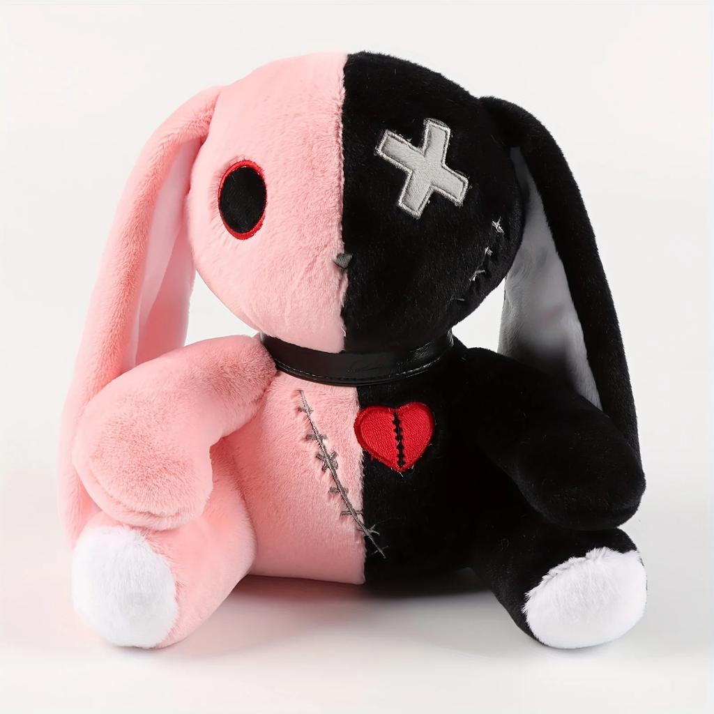 25cm Creepy Gothic Rabbit Plush Toys Spooky Bunny Stuffed Animal Cute Horror Dreadful Bunny Doll for Halloween Decor Kids Gifts
