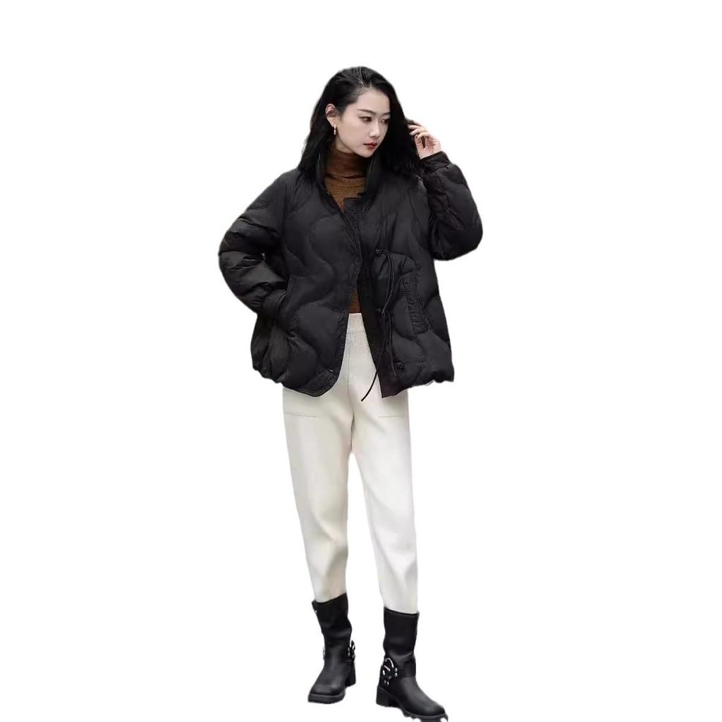 Пуховик женский зимний новый литературный и ретро простой воротник-стойка китайская пряжка кисточка универсальный теплый пуховик