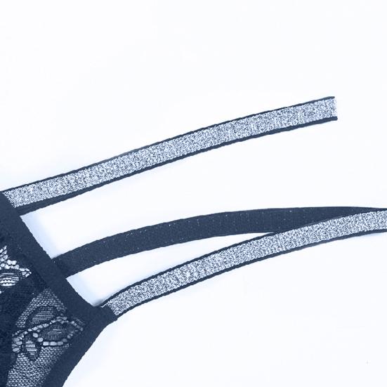 Sexy Women G-string Thong Low Waist See-through Sheer Hollow Floral Lace Rhinestone Straps Breathable Soft Ladies Underwear Brief Panties