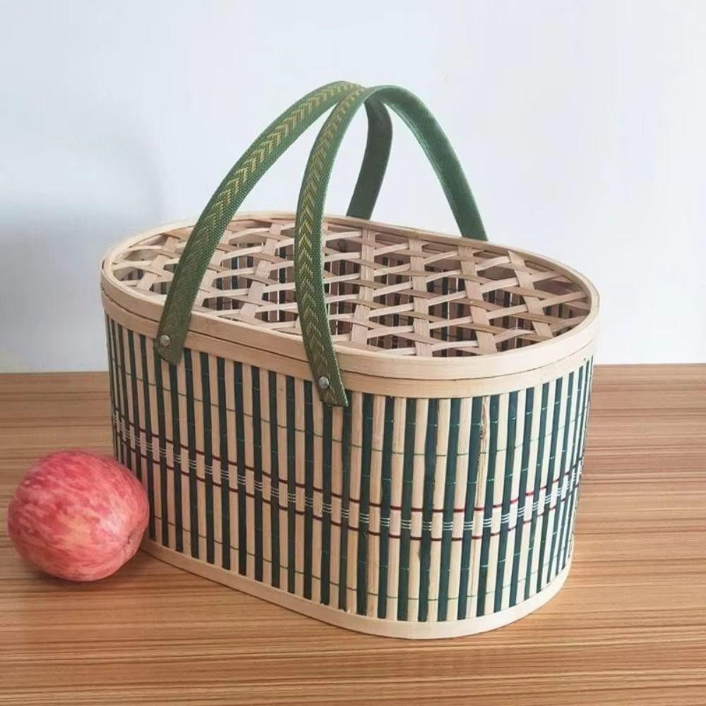 Vintage Moon Cake Box Chinese Style Picnic Basket Bread Storage Basket New Year