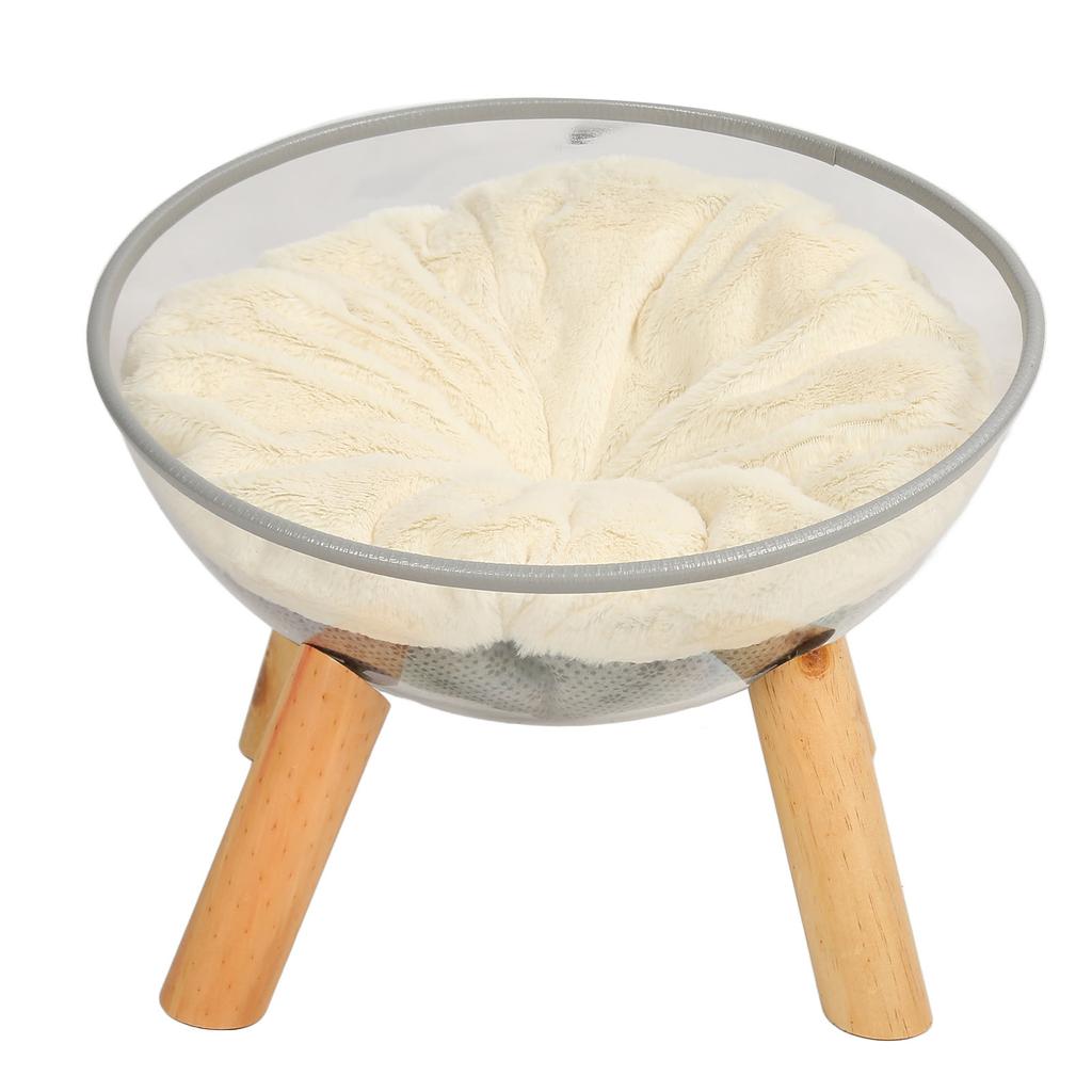 Clear Capsule Cat Bed Stable Safe Durable Stylish Wood Elevated Transparent Cat Bed with Cushion for Kitten