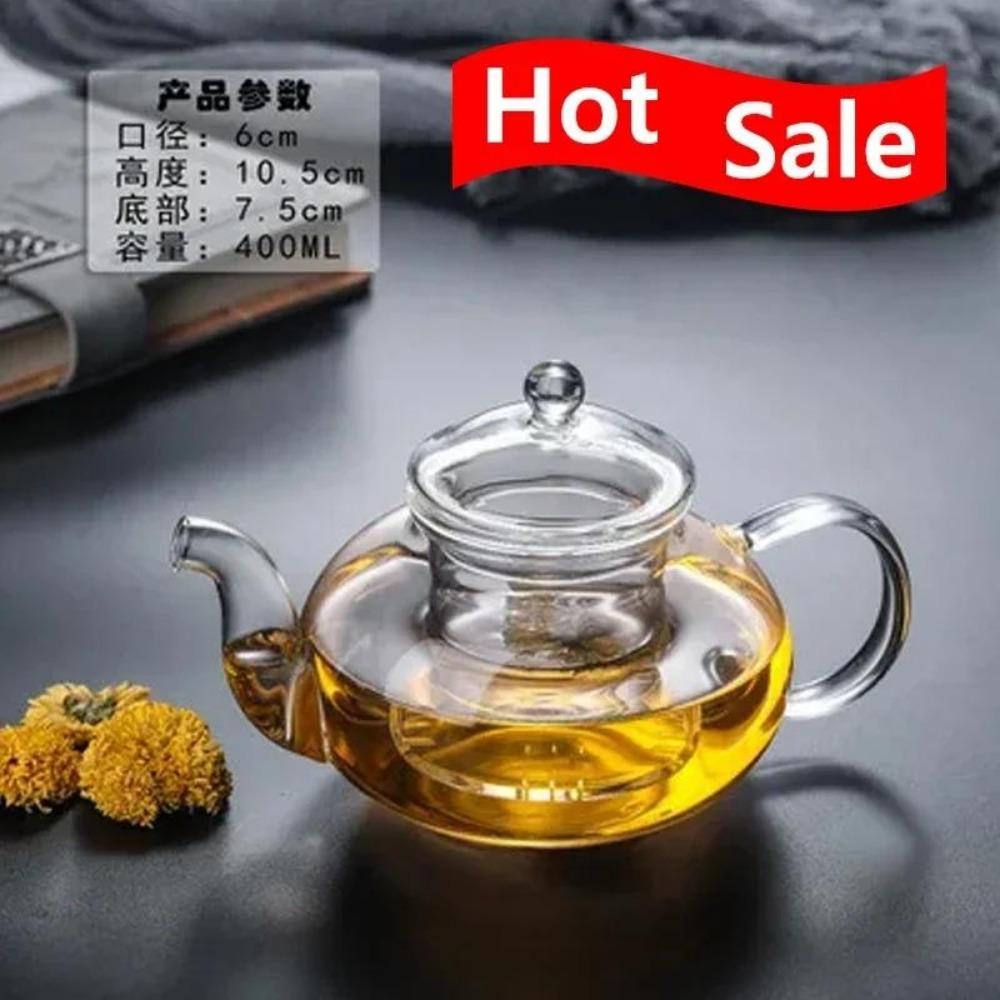 Жаропрочный стеклянный чайник Прозрачный чайник в японском стиле с ситечком для цветов, китайского пуэра, портативный чайник 400-1000 мл
