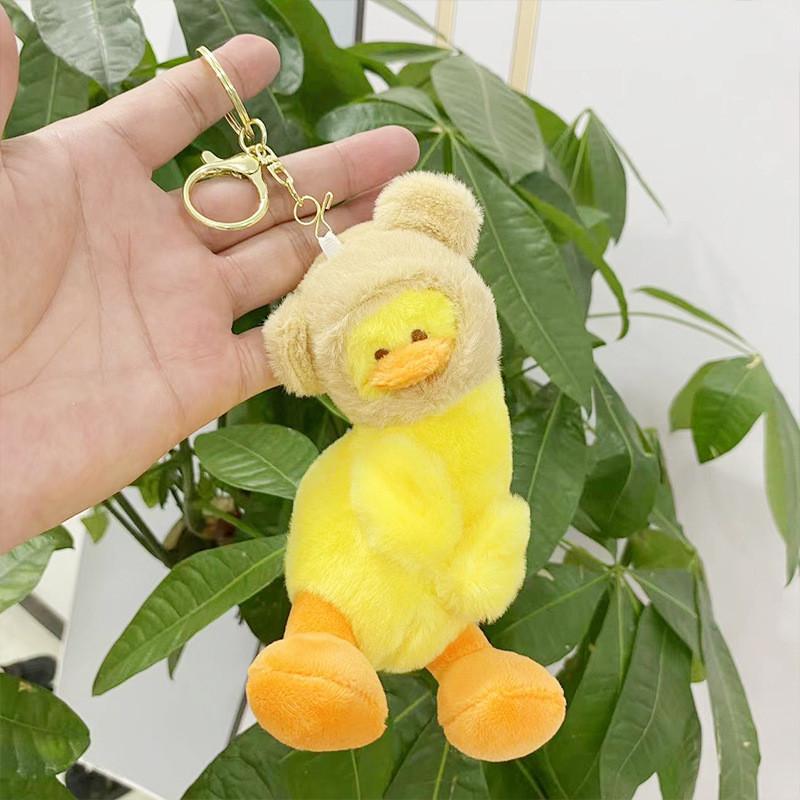 Charming Short Plush Duck Doll Keychain Soft Toy With Dinosaur Shark Bunny Bear Designs