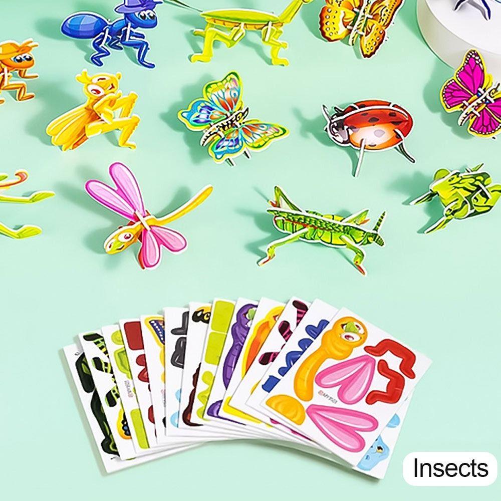 25Pcs Toys Insect Jigsaw 3D Puzzle Cards Creative Puzzle Blocks