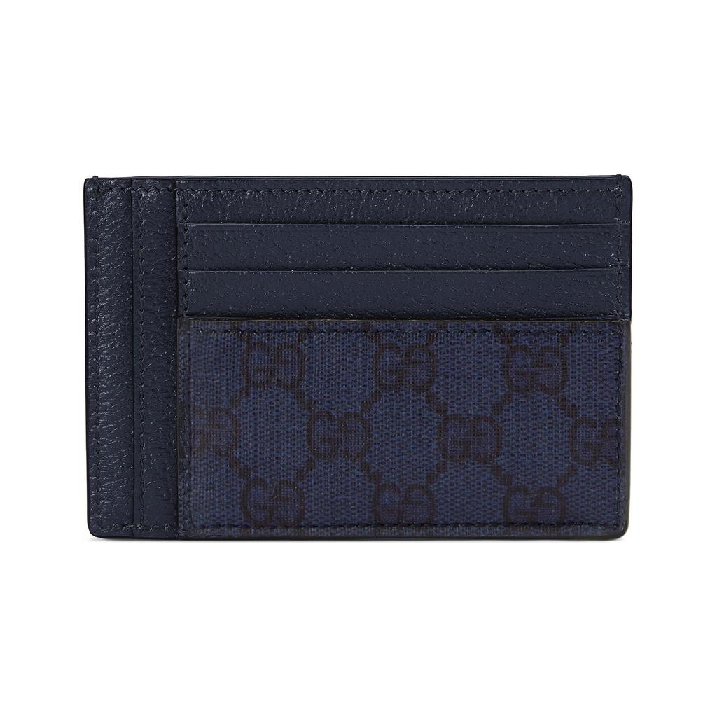 Gucci Ophidia Double G Logo Palladium Tone Accessories Canvas And Leather Card Holder Men Card Holder Blue Dark-Blue 732018-UULBN-4055