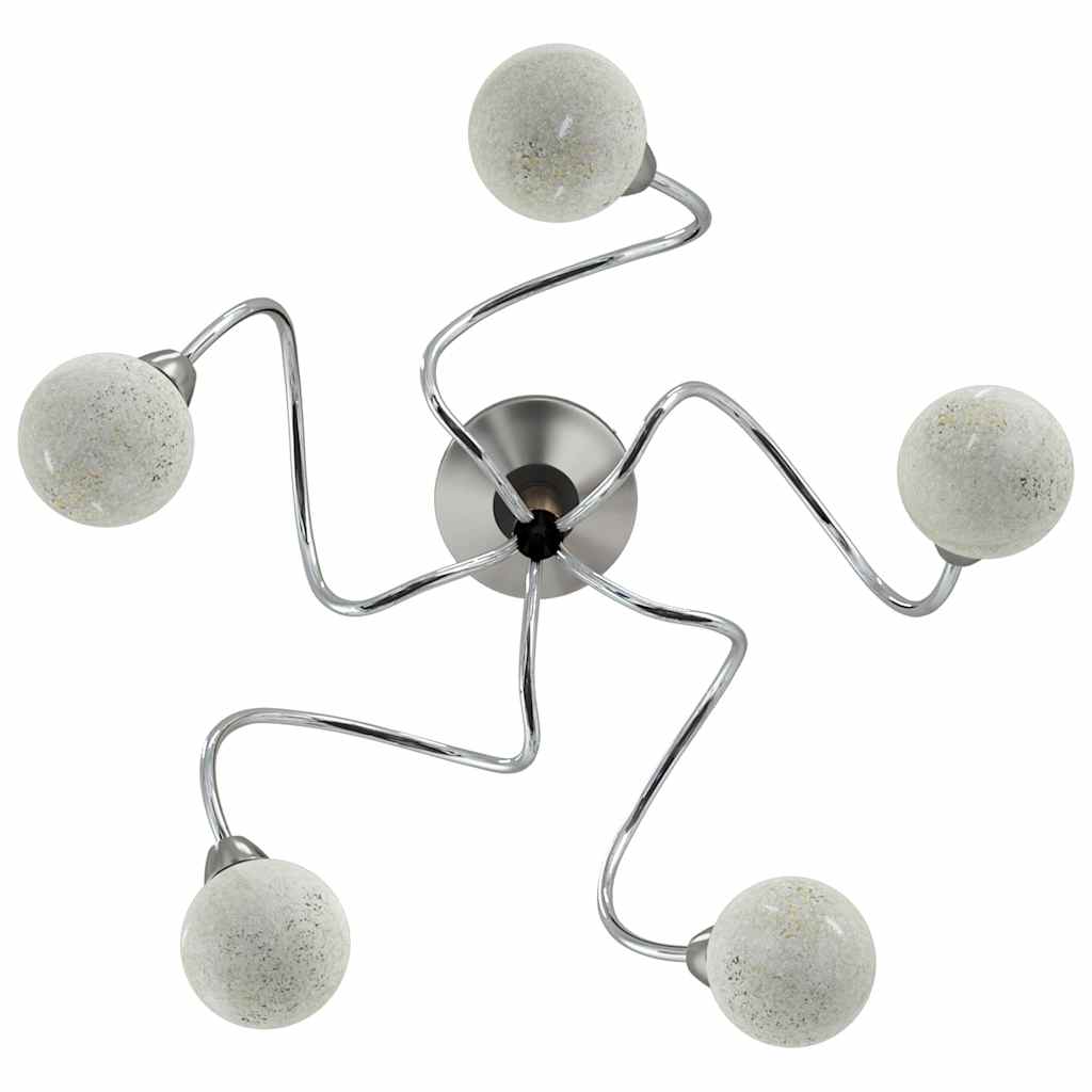 Ceiling Lamp with Round Glass Shades for 5 G9 LED Bulbs