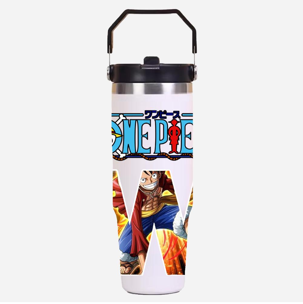 Термос из нержавеющей стали 30 унций, с принтом английских букв от A до Z в стиле аниме, однотонный, простой, чашка для воды с термоизоляцией, для холодных напитков и льда