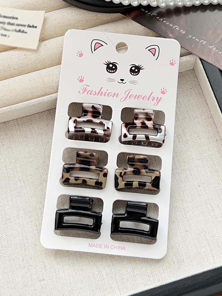 6PCS Tortoise Hair Claw Clips,Non-Slip Small Jaw Clip,Leopard Hair Clamps,Strong Hold Hair Styling Accessories for Women Girls