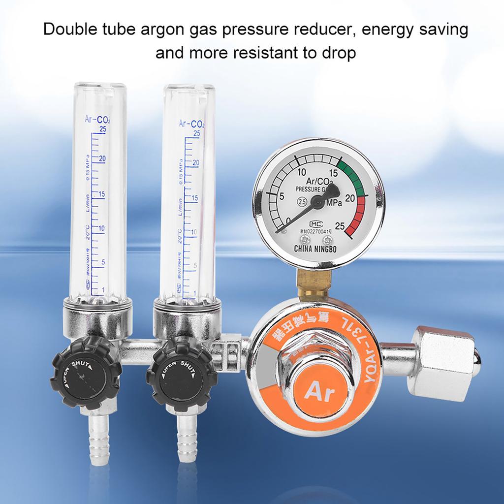 Argon pressure reducer, argon pressure regulator, two-pipe argon pressure regulator, pressure regulator, zinc alloy, double pipe, female thread, G5Cel