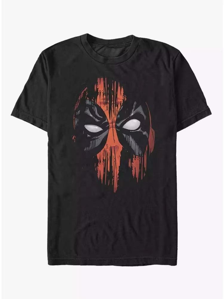 2026 Новое издание Маска с принтом Deadpool в полоску Графическая футболка для унисекс и ЖЕНЩИН Большой размер Повседневный стиль