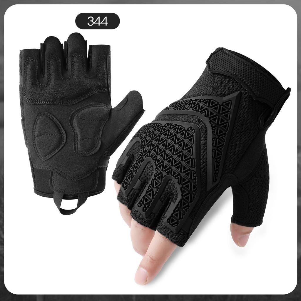 Men Half‑Finger Gloves Breathable Shock Absorbing Anti‑Slip Outdoor Motorcycle Cycling Climbing Protective Gloves