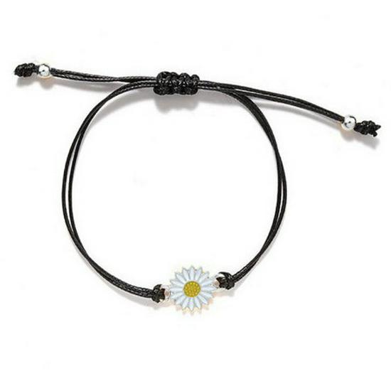Alloy Sunflower Daisy Wax Rope Friendship Bracelet