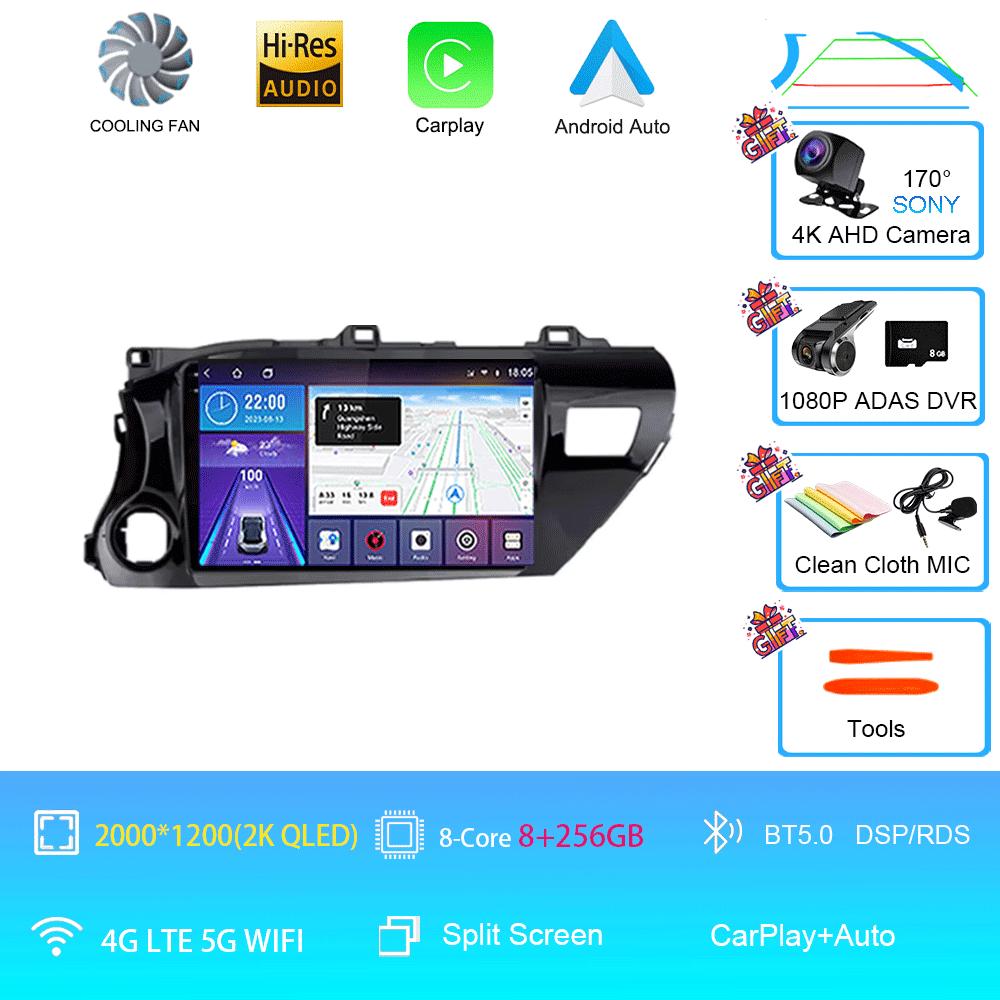 Автомобильное радио Android 14 для TOYOTA HILUX PICK UP AN120 2015 - 2020 RHD/LHD Мультимедийный видеоплеер Ресивер 5G DVD Wifi Carplay